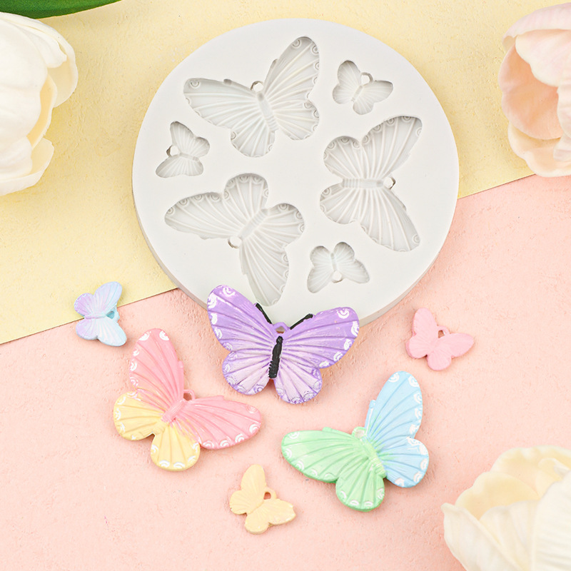 Tamaño mariposa epoxi adornos llaves colgantes decoración molde de silicona diy molde de horneado de chocolate fondant hecho a mano
