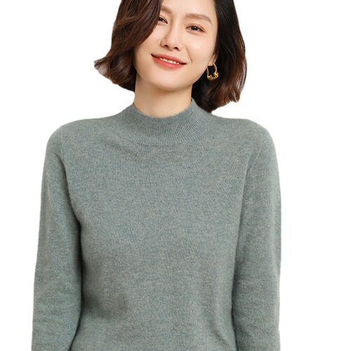 New autumn and winter half-turtleneck sweater for women, loose long-sleeved bottoming, pullover, large size knitted top