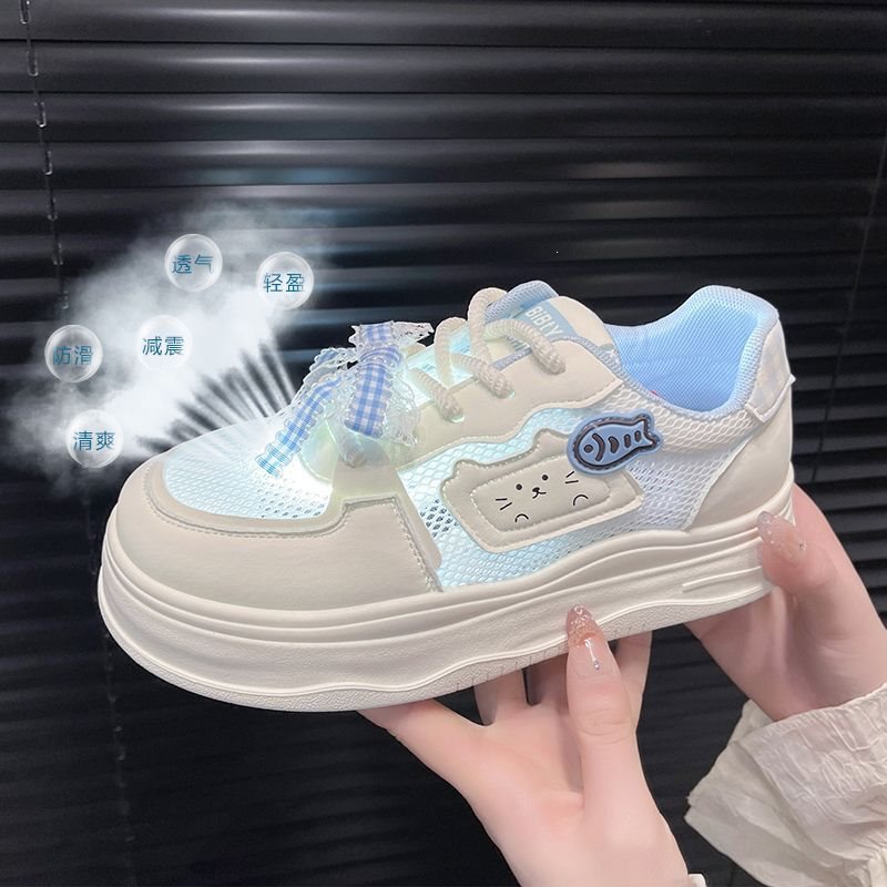 Cute Thick-Soled White Sneakers for Women, Mesh Surface, Versatile Casual Sports Shoes, 2026 New Popular Model Sneakers Cute Thick-Soled White Sneakers for Women, Mesh Surface, Versatile Casual Sports Shoes, 2026 New Popular Model Sneakers