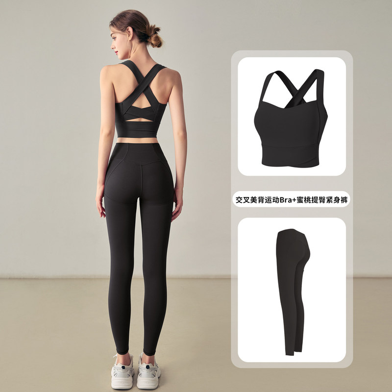 High-impact shockproof sports set for fitness girls, featuring a supportive sports bra and yoga tank top for running and training