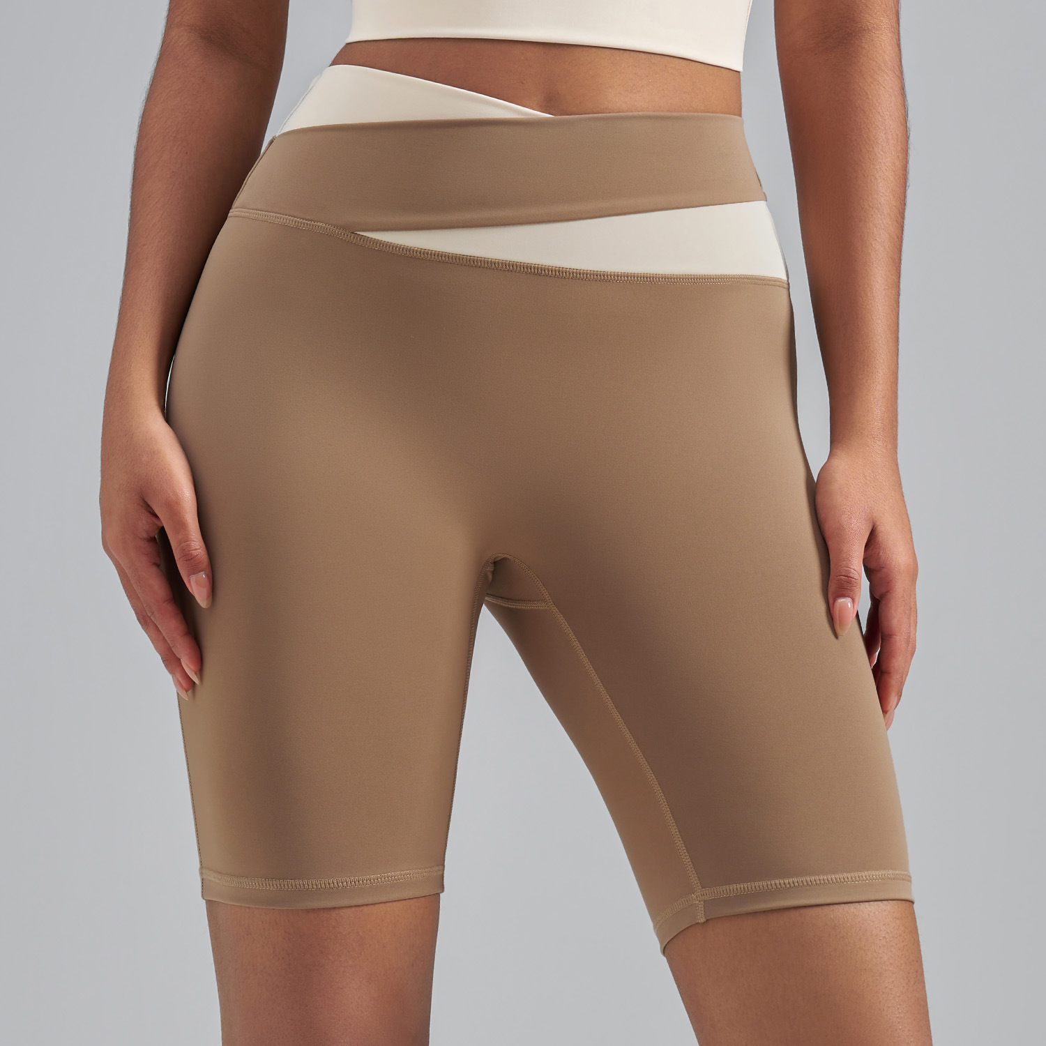 Shorts Deportivos Casuales de Verano con Bloques de Color, Estilo Europeo y Americano, Shorts de Fitness, Shorts de Yoga de Alta Elasticidad con Sensación de Desnudez para Mujer