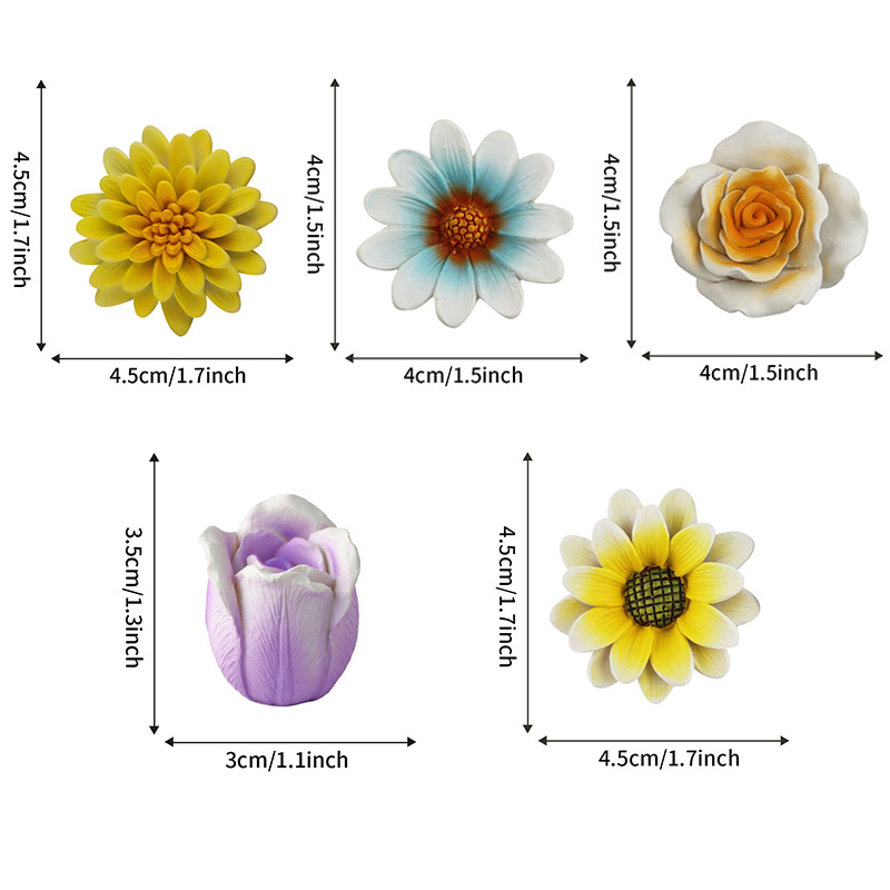  Creativenewproducts Resin Flower Five-Piece Set of Flower Pots, Flower Arrangements, Gardening Potted Decorations
