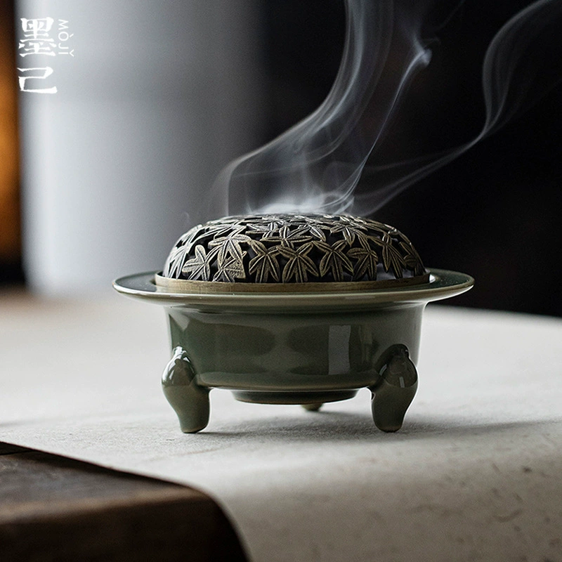 Керамическая курильница Yue Kiln Celadon для дома, аксессуары для ароматерапии, курильница, трехногий держатель для благовоний.