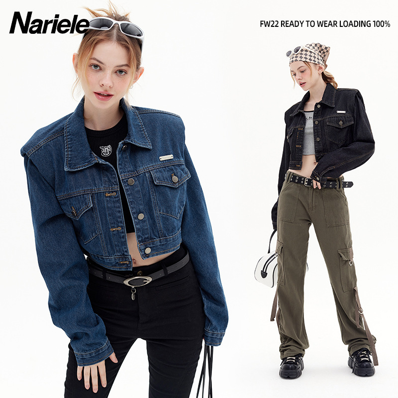 Heyhenry 【Clearance Sale】Short Denim Jacket for Petite Women, Casual Ins-Style Hong Kong Fashion Versatile Outerwear for Women Heyhenry 【Clearance Sale】Short Denim Jacket for Petite Women, Casual Ins-Style Hong Kong Fashion Versatile Outerwear for Women
