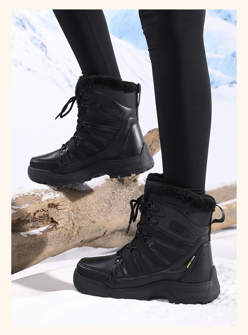 Winter Snow Boots, Plush Warm Cotton Shoes, Wear-resistant And Windproof Sports, Outdoor Hiking Shoes, High Top Women's Boots, Cross-border Plus Size_voghion.com