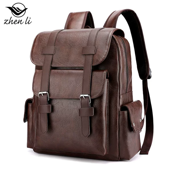 Cross-Border Large-Capacity Soft Pu Leather Backpack Casual Business Computer Bag Student School Bag Outing Travel Backpack