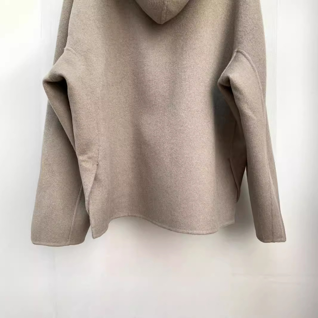 Demi-season short double-sided cashmere woolen woolen coat with hood