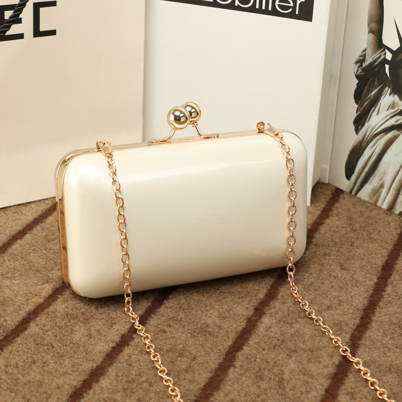 2024 New Arrival Evening Gown Clutch Bag Metal Pearlescent Glossy Handbag For Women Chain Box Mini Bag - Thumbnail 2
