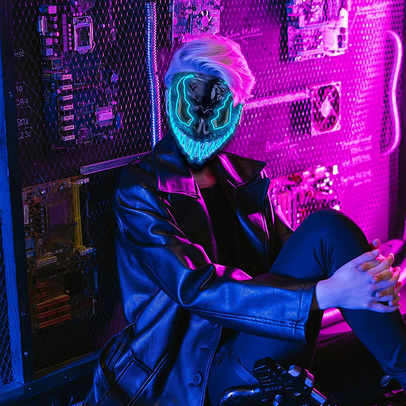 ハロウィーンホラー毒led発光マスク舞踏会パーティー怖いマスクコスプレ道具|undefined