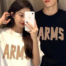 纯棉短袖t恤女2025夏装新款设计感正肩宽松半袖男女同款情侣装