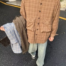 字母长袖衬衫日系港风ins宽松衬衣男生夏季潮流百搭休闲外套