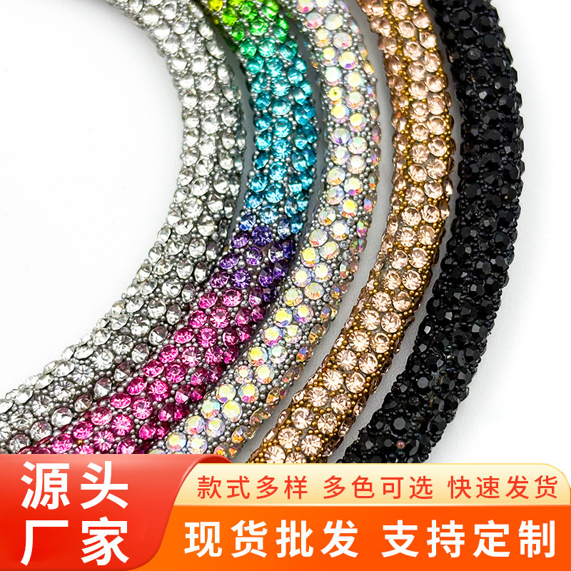 Hot-Selling Manufacturer Wholesale Round Strips with Full Rhinestones, Round Tubes + Multi-Colored Seed Beads for DIY Handmade Bags, Shoe Decorations, and Clothing Accessories