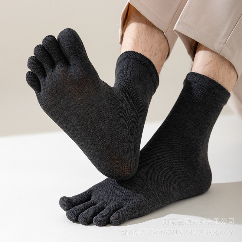 Men's Five-Toe Socks, All-Season Straight Split-Toe Socks, Mid-Calf Five-Toe Socks, Exclusively for Foreign Trade Manufacturers, Wholesale