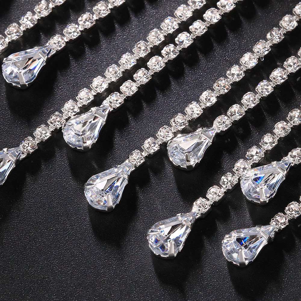 Transfronterizo nuevo rhinestone tocado personalidad europea y Americana completa diamante borla diadema decoración de la cara accesorios de Halloween headwear