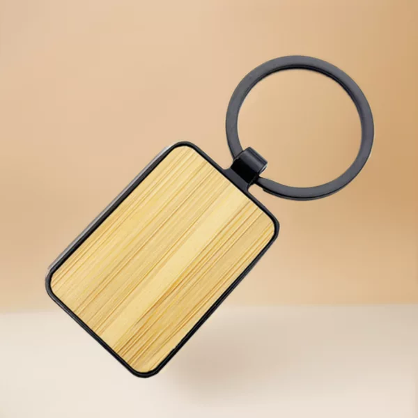 Cross-Border Metal Black Rectangular Bamboo Keychain Waist Hanger Bag Pendant Advertising Gift Business Zinc Alloy