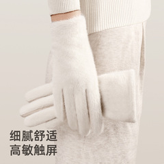 气质女秋冬毛绒手套保暖防寒加绒骑行百搭防风加厚手套送礼可触屏