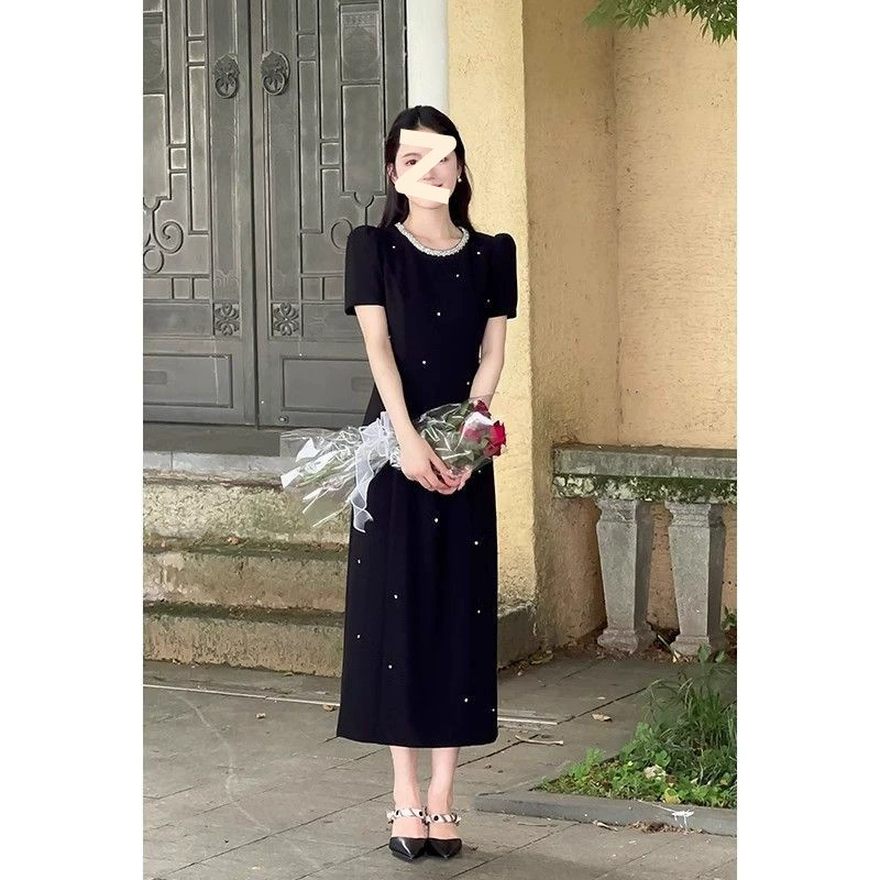 Платье в стиле французской Хепберн, летняя новинка 2025 года, высококачественная юбка из плотной ткани, прямые поставки с фабрики, Amazon.