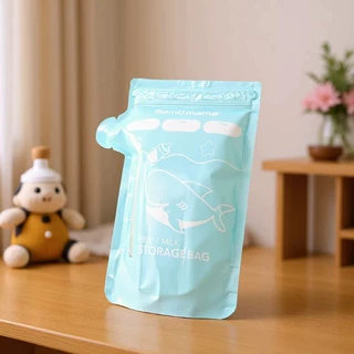 定制出口东南亚150ml侧壶嘴款母乳袋 食品级双骨拉链密封储奶袋