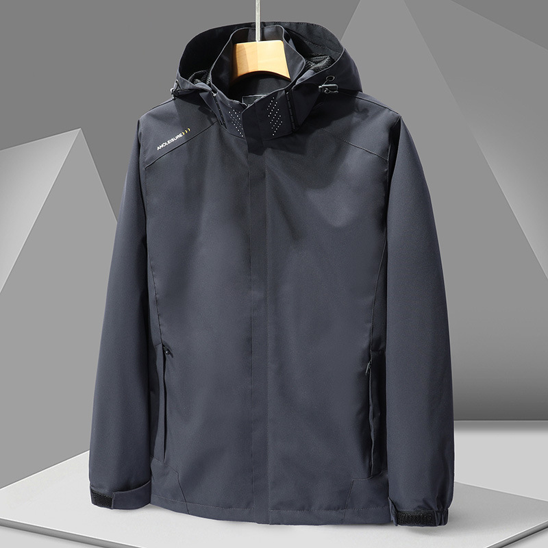 Outdoor Hard Shell Single Rush Clothes Men's Windproof and Waterproof Hiking Suit for Couple Men's Hooded Jacket Outdoor Hard Shell Single Rush Clothes Men's Windproof and Waterproof Hiking Suit for Couple Men's Hooded Jacket