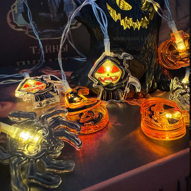 2025新型LEDクモ魔女ハロウィーン装飾灯パーティー鬼屋カボチャ雰囲気灯|undefined