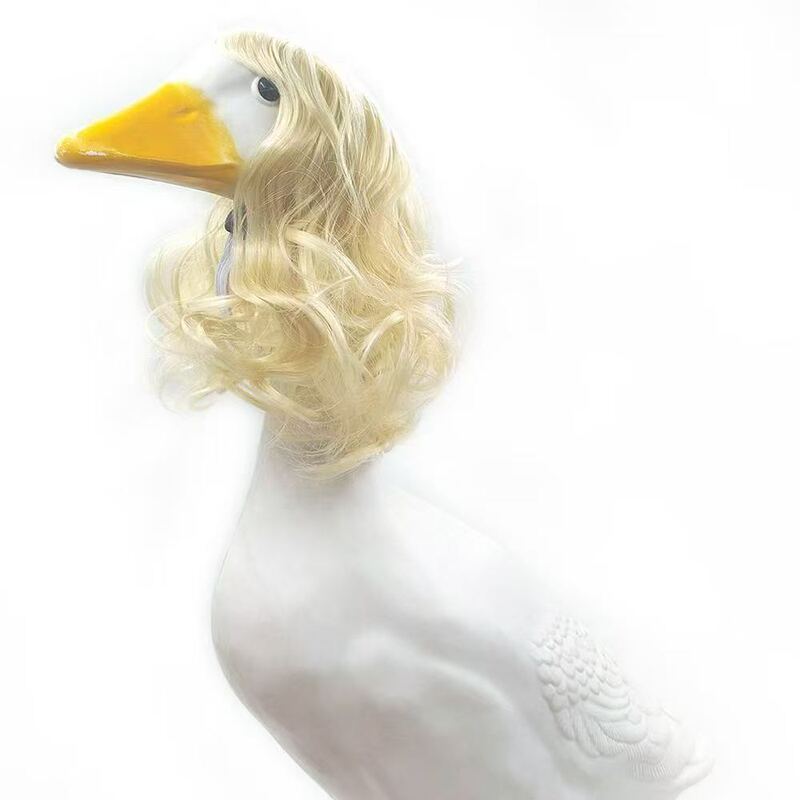 Pet Wig Big Goose Headwear Set Pet Supplies Funny Cute Handmade Crocheted Pet Short Curly Hair Wig Hat