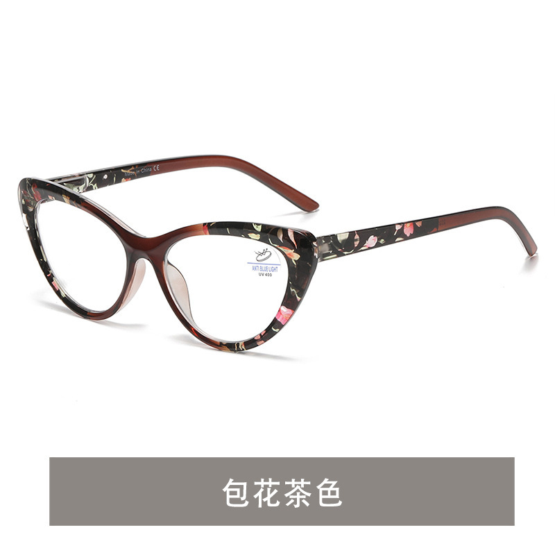跨境欧美时尚防蓝光老花镜女猫眼素颜老花眼镜老人大框高清平光镜|undefined
