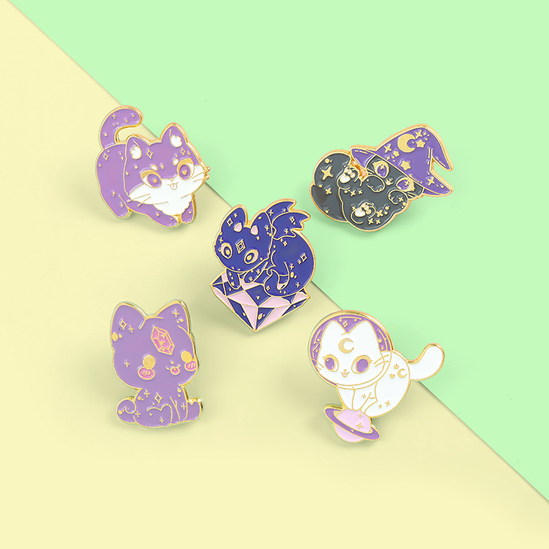 Cartoon Style Cat Alloy Stoving Varnish Brooches display picture 7