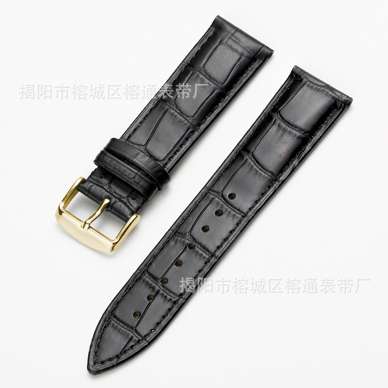 Suministro directo de fábrica primera capa de piel de vaca hebilla de reloj correa de bambú raya multi-color opcional hombres y mujeres 12 -- 24mm