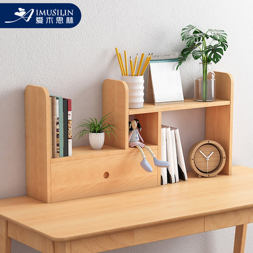 BB4C wholesale solid wood desk small bookshelf desktop corner two-layer shelf desk storage rack simple
