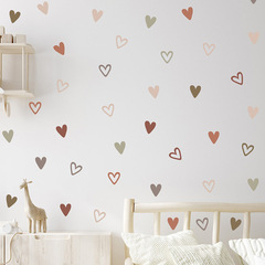 莫蘭迪色系簡筆愛心牆貼紙DIY家居裝飾自粘PVC貼紙