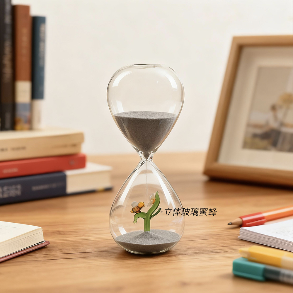 30 minutos creativos árbol de Navidad reloj de arena cronometrador abeja modelado decoraciones para el hogar artesanías de vidrio fábrica al por mayor