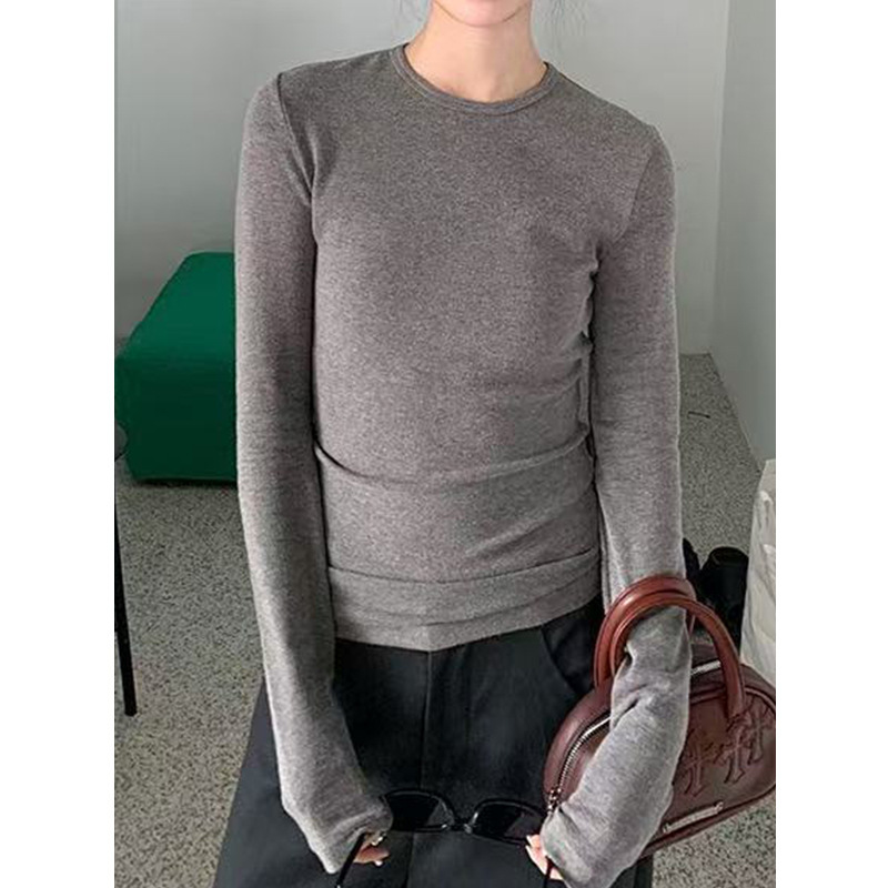 白色内搭长袖上衣女春秋单穿t恤修身紧身正肩打底衫配大衣深秋冬|undefined