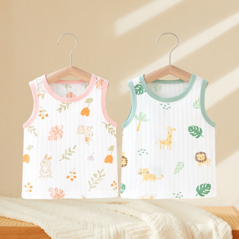 Baby Vest Summer Outer Wear Pure Cotton Boys' Thin Clothes Children's Cartoon Base Clothes Baby Girl's Summer Top