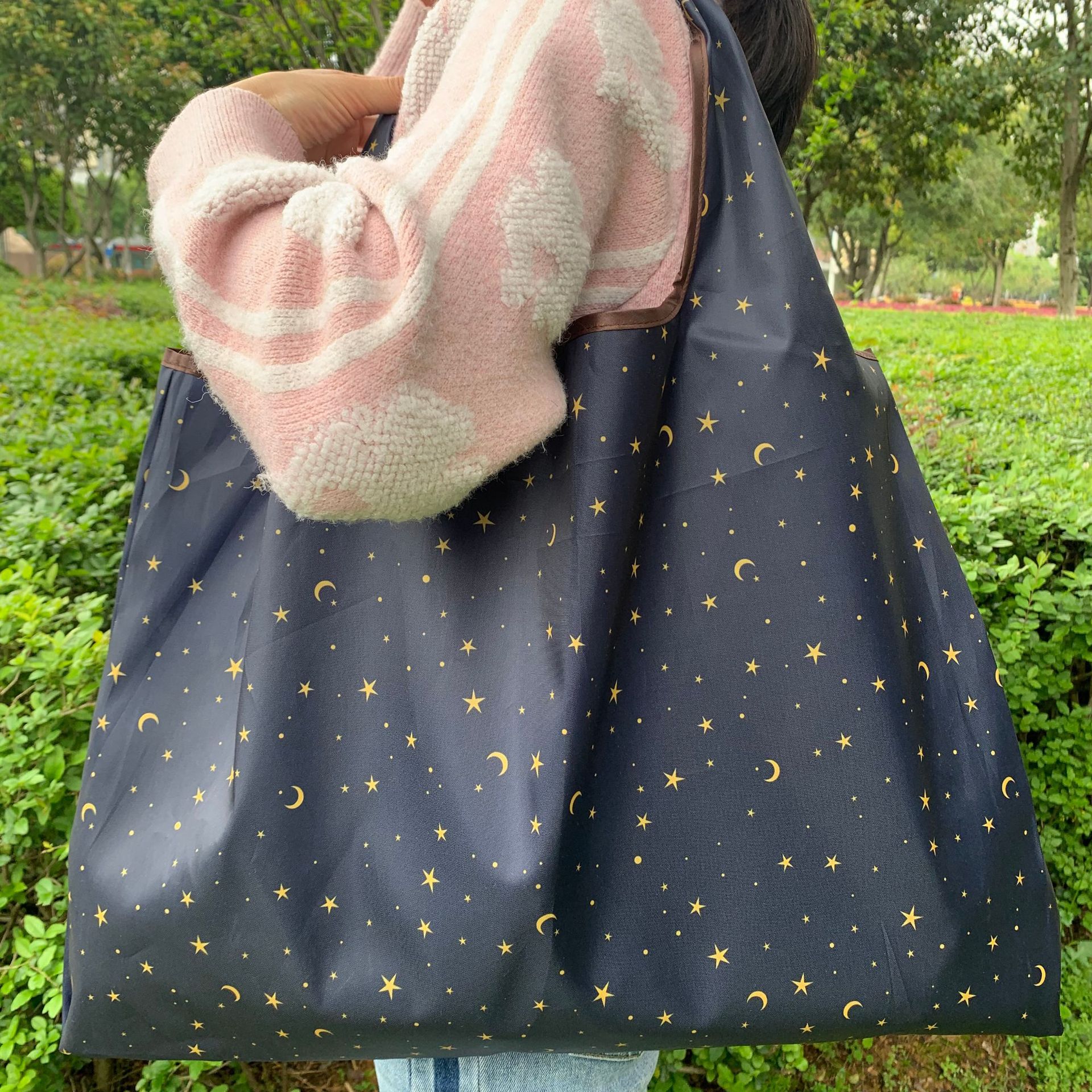 Bolsa de compras plegable de la protección del medio ambiente del paño de Oxford bolsa de almacenamiento portátil bolsa de supermercado grande bolsa de dibujos animados japonés