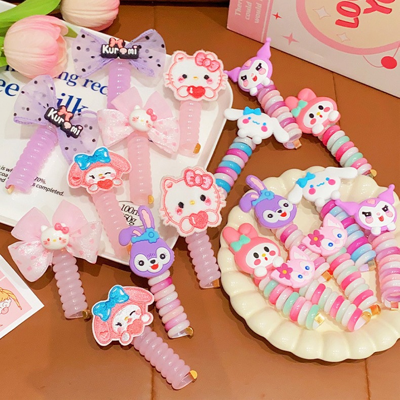 Cartoon curly children's cute telephone with pigtail
