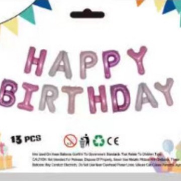 16 pulgadas película de aluminio inglés letras de cumpleaños globo HB feliz cumpleaños set de globo decoración de fiesta de cumpleaños