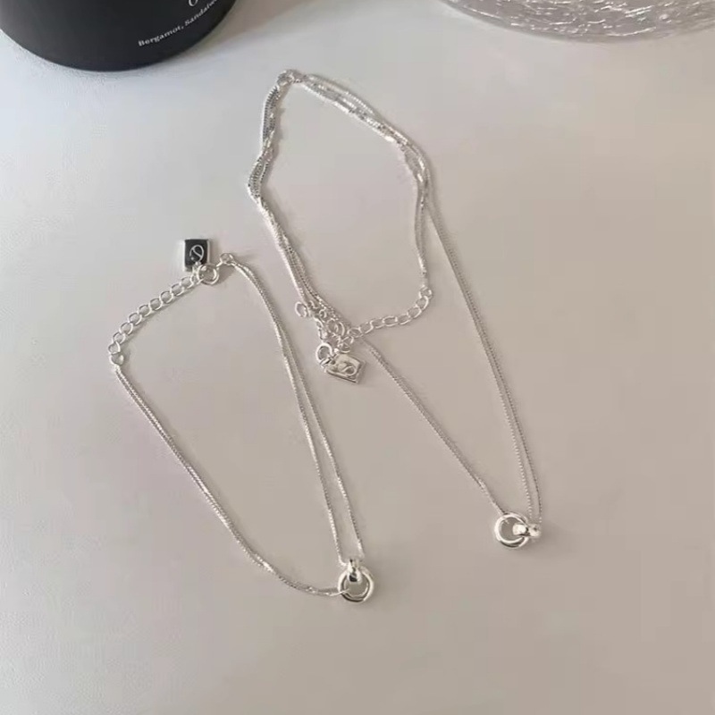 新しいダブルリングリング二層ネックレスブレスレット女性のインターネットセレブ気質ニッチシンプルな鎖骨チェーンライブブロードキャスト卸売|undefined