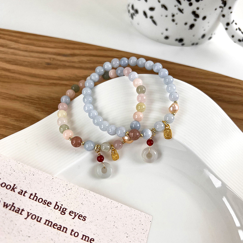 fashion simple retro gold jade crystal stone bracelet