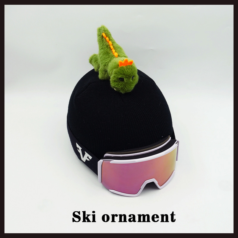 Creative Green Plush Dinosaur Cartoon Accessories Detachable Ski Helmet Cover