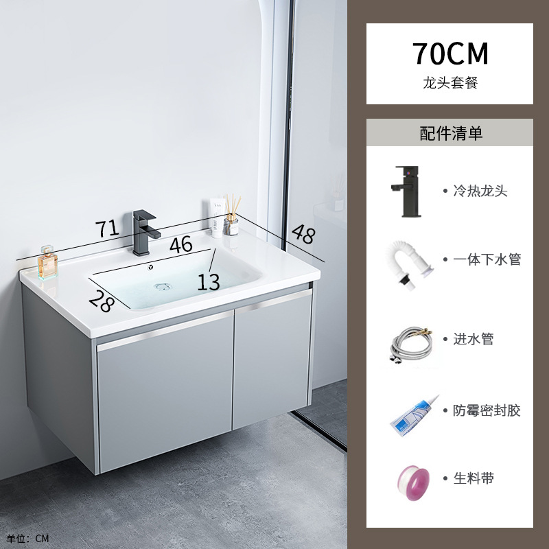 gabinete de baño de aluminio espacio integrado combinación de lavabo cerámico hotel lavabo gabinete lavabo espejo gabinete lavabo piscina