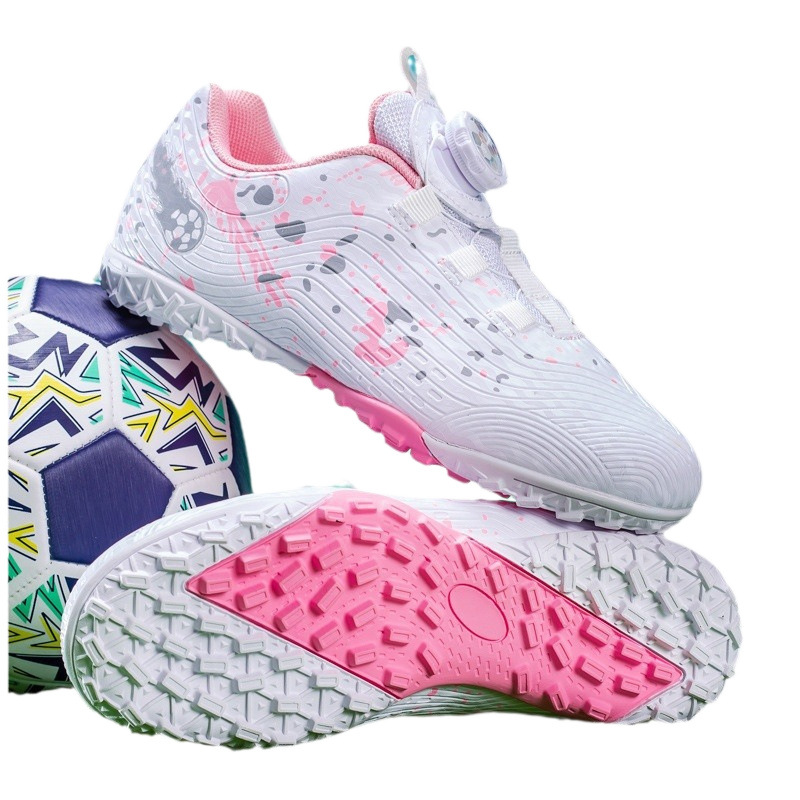 ShoeGlobe, scarpe sportive da ginnastica per la scuola elementare, con bottoni rotanti transfrontalieri, per bambini, con tacchetti da calcio_voghion.com