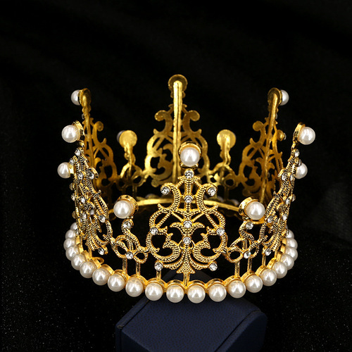 Tiara children birthday child full circle crown bride jewelry wedding highlight pearl cake baking