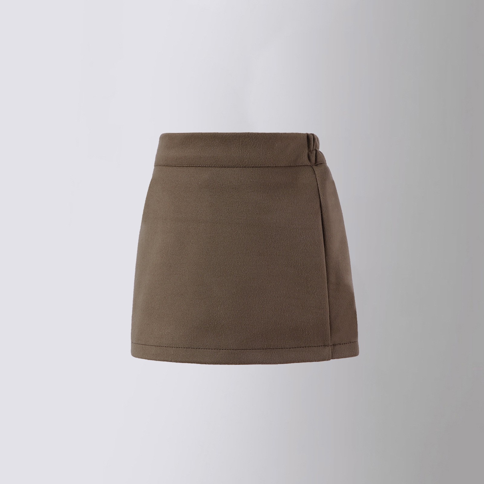 2381 brown solid color wool hip skirt [Starry Sky Ni]