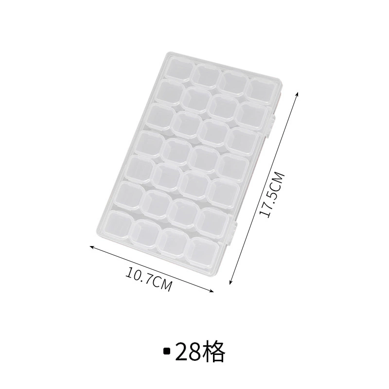 Nail decoration, detachable plastic transparent table storage box, 56 cells