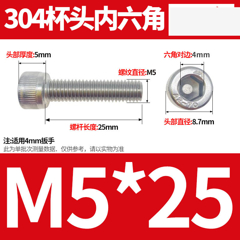 304ステンレス鋼六角穴付きネジカップヘッドDIN912円筒頭精密M1.4M1.6M2M2.5M3M4M5
