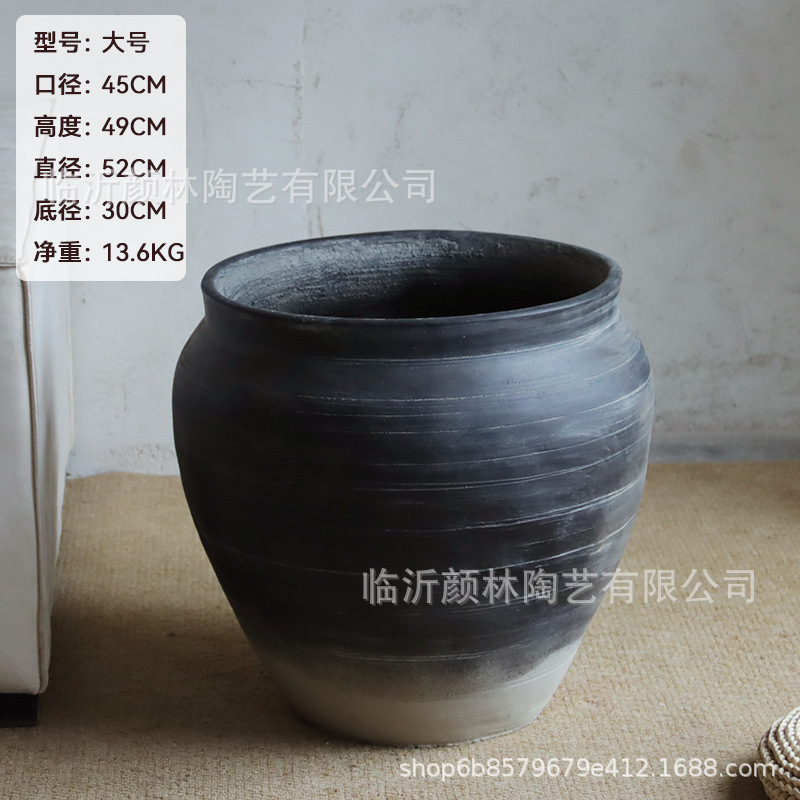 Gradiente maceta de cemento negro gran estómago retrógrado maceta de tequila azul sala de estar interior maceta de plantación simple