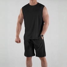 套装新款夏季网眼圆领无袖背心五分短裤透气速干运动健身跑步户外