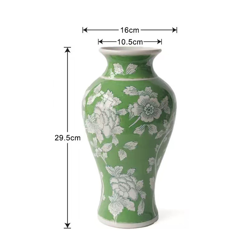 青花磁器花瓶、陶磁器花瓶、新中式水耕栽培磁器、高級感のあるリビングルーム装飾花器、ワンピース配送