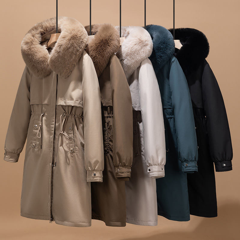One-Piece Three-Wear Parka Cotton Jacket for Women, New Style with Removable Lining, Korean Version, Slimming Mid-Length down Cotton Jacket with Waist-Cinching Coat One-Piece Three-Wear Parka Cotton Jacket for Women, New Style with Removable Lining, Korean Version, Slimming Mid-Length down Cotton Jacket with Waist-Cinching Coat