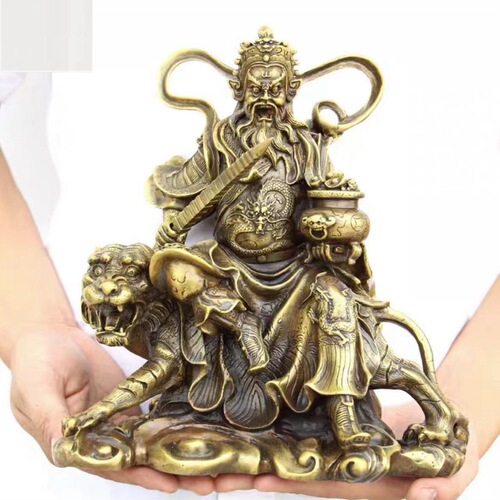 Brass Wu Caishen Zhao Gongming statue Zhao Gongming riding a tiger statue Wu Caishen enshrines large Marshal Zhao Buddha statue ornaments